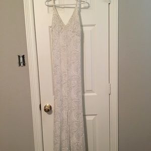 Agaci full length, white stretchy prom dress